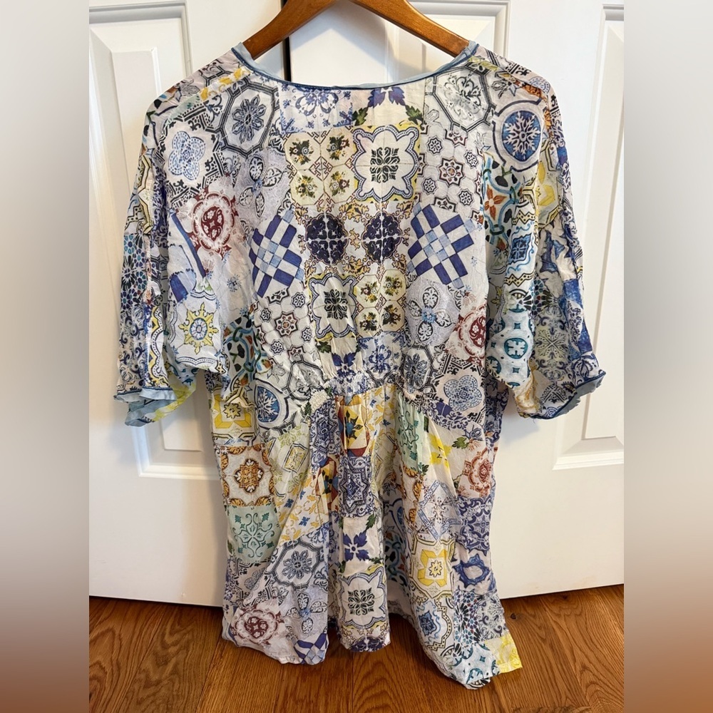 Johnny Was Collection Mosaic-printed Georgette Tunic Size XXL - Picture 7 of 8